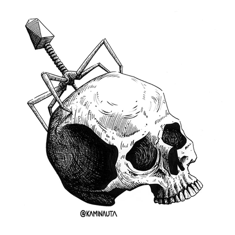 virus skull illustration
