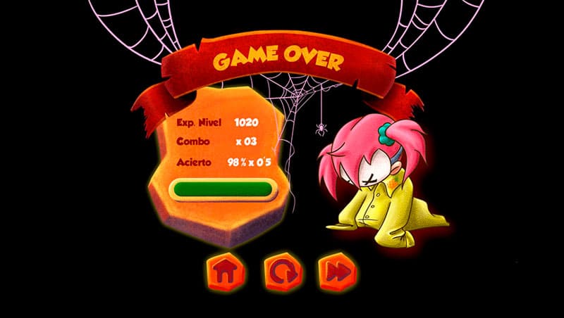 interface Monster Hero game over